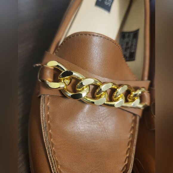 Jones New York Cyri in Camel Gold Chain Slip on Womens Block Heel, Size 6 - Picture 9 of 13